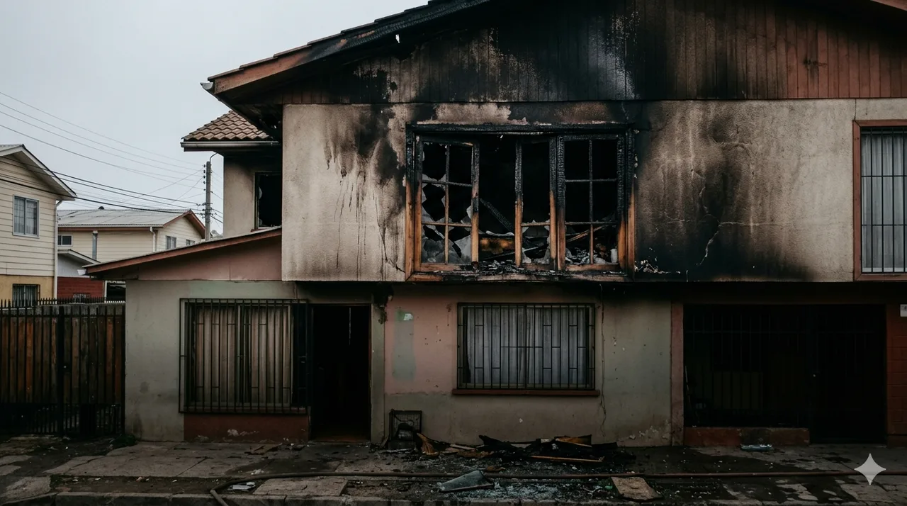 Vivienda con daños por incendio en Valparaíso